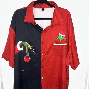Men’s button down shirt size 5XL “never worn” Grinch print